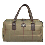 Luxury BurberrySs Nova Check Boston Bag Canvas Leather Beige Brown Auth yb602