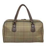 Luxury BurberrySs Nova Check Boston Bag Canvas Leather Beige Brown Auth yb602