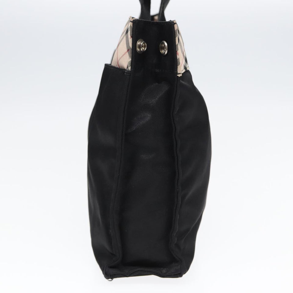 Luxury Burberry Nova Check Hand Bag Nylon Beige Black Auth yb621