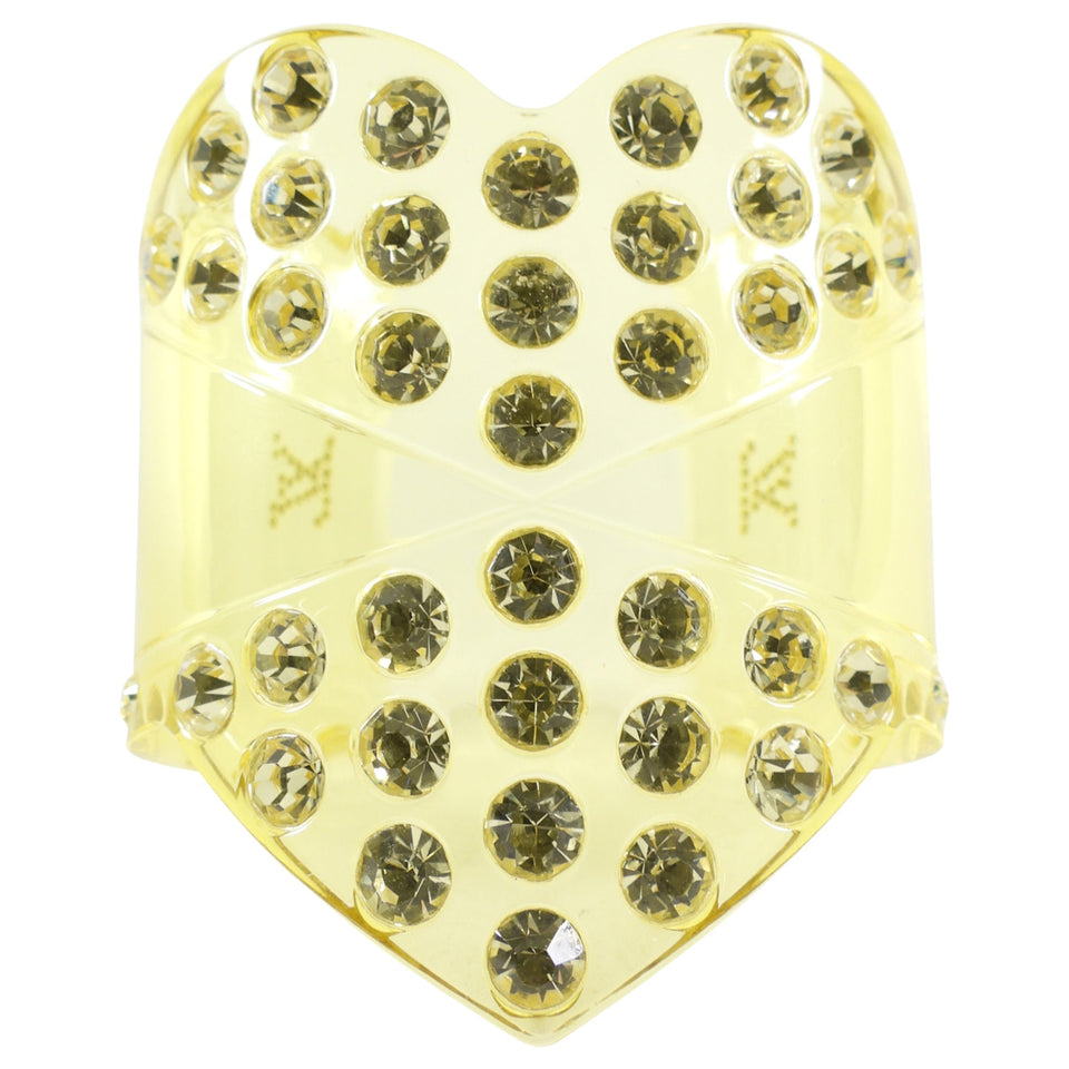 Louis Vuitton Yellow Acrylic Resin Crystal Studded Heart Cuff Bracelet