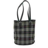 Luxury BurberrySs Nova Check Blue Label Shoulder Bag Nylon Black Auth yk10122