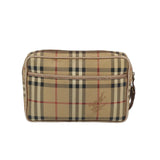 Luxury BurberrySs Nova Check Clutch Bag PVC Leather Beige Auth yk10533