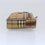 Luxury BurberrySs Nova Check Clutch Bag PVC Leather Beige Auth yk10533