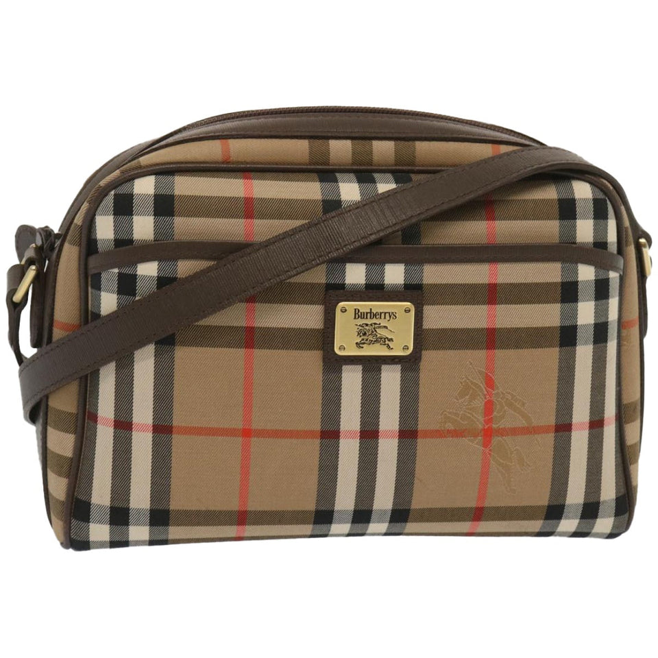 Luxury BurberrySs Nova Check Shoulder Bag Canvas Beige Auth yk10796