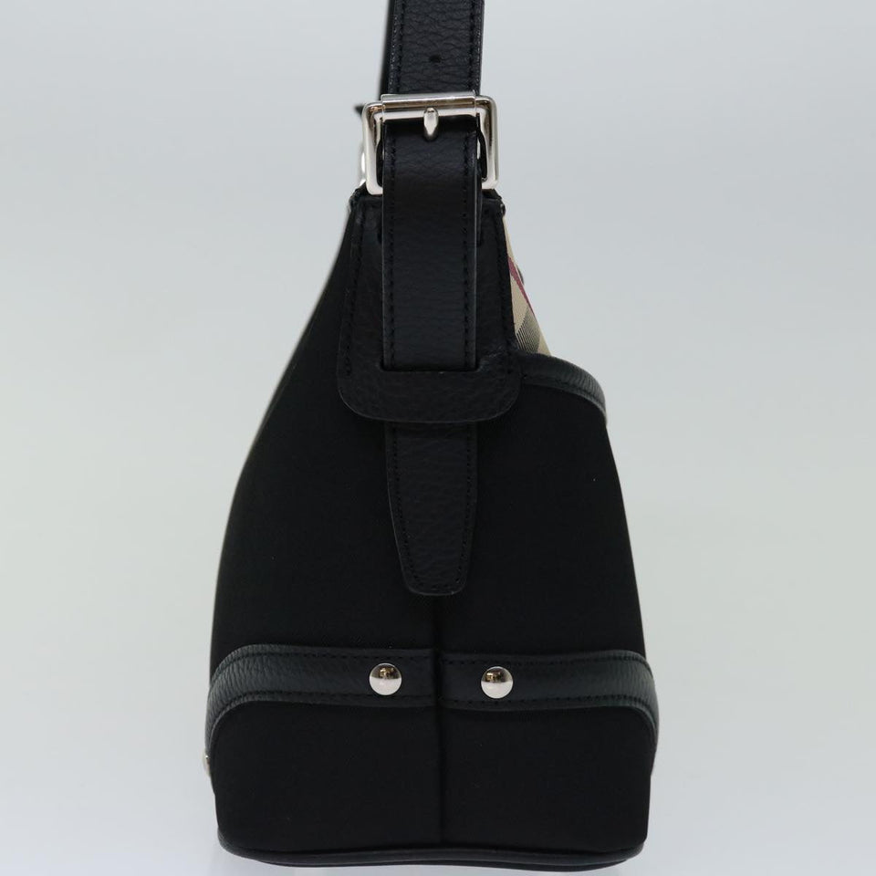 Luxury Burberry Nova Check Shoulder Bag Nylon Beige Black Auth yk11086