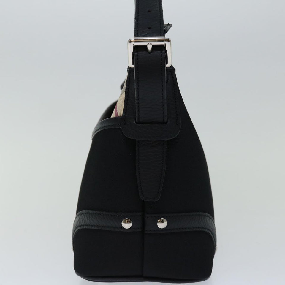 Luxury Burberry Nova Check Shoulder Bag Nylon Beige Black Auth yk11086
