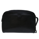 Luxury BurberrySs Clutch Bag Leather Black Auth yk11126