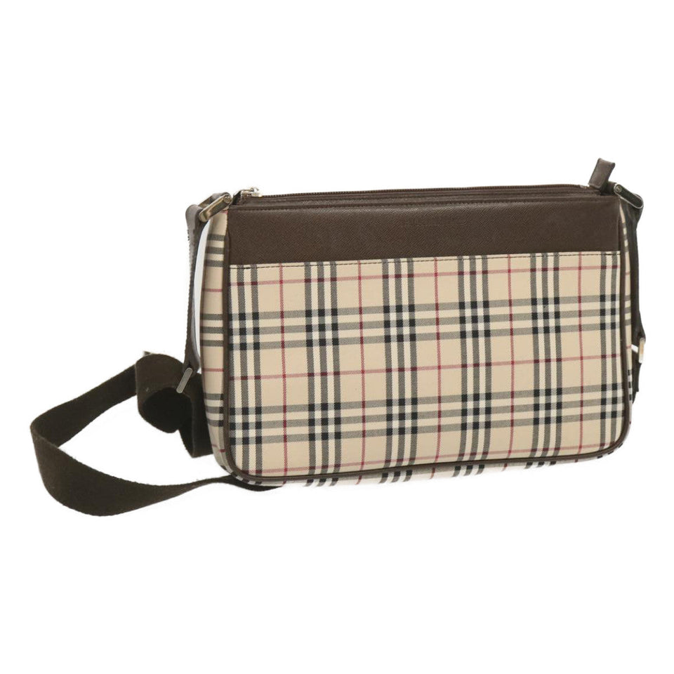 Luxury Burberry Nova Check Shoulder Bag Canvas Beige Auth yk11223