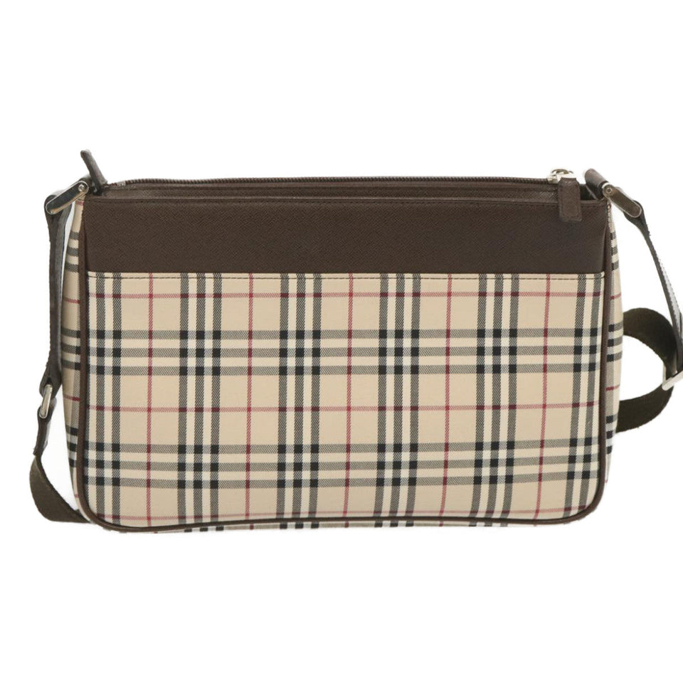 Luxury Burberry Nova Check Shoulder Bag Canvas Beige Auth yk11223