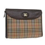 Luxury BurberrySs Nova Check Clutch Bag Canvas Black Beige Auth yk11236