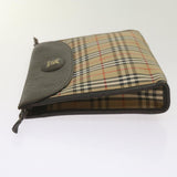 Luxury BurberrySs Nova Check Clutch Bag Canvas Black Beige Auth yk11236