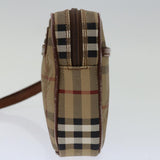 Luxury BurberrySs Nova Check Clutch Bag PVC Beige Brown Auth yk11383