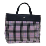 Luxury Burberry Nova Check Hand Bag Nylon Pink Auth yk11387
