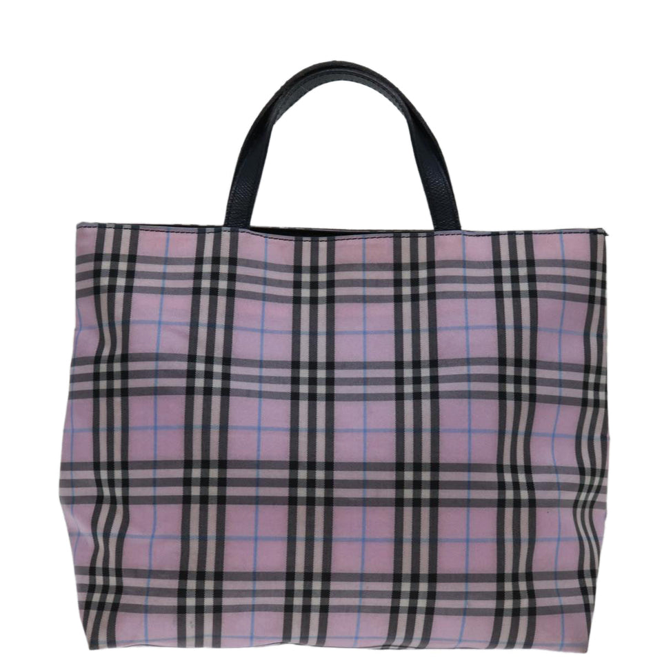 Luxury Burberry Nova Check Hand Bag Nylon Pink Auth yk11387