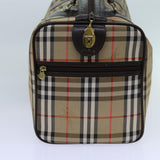 Luxury BurberrySs Nova Check Boston Bag Canvas Beige Auth yk11757