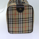 Luxury BurberrySs Nova Check Boston Bag Canvas Beige Auth yk11757