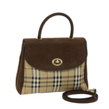 Luxury BurberrySs Nova Check Hand Bag PVC 2way Brown Auth yk11758