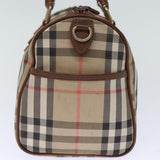 Luxury BurberrySs Nova Check Boston Bag Canvas Beige Auth yk12086