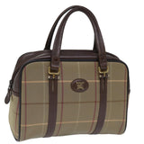 Luxury BurberrySs Nova Check Hand Bag Canvas Beige Auth yk12280