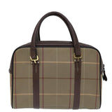Luxury BurberrySs Nova Check Hand Bag Canvas Beige Auth yk12280