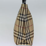 Luxury Burberry Nova Check Hand Bag Coated Canvas Beige Auth yk12299