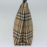 Luxury Burberry Nova Check Hand Bag Coated Canvas Beige Auth yk12299