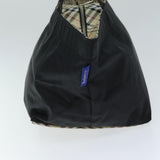 Luxury BurberrySs Nova Check Blue Label Tote Bag Nylon Black Auth yk12675
