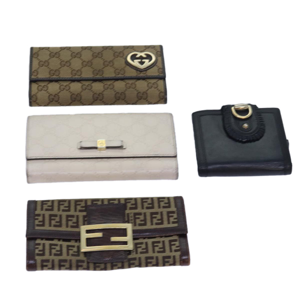 Fendi Gucci GG Canvas Wallet Leather 4Set Black Beige white yk12710