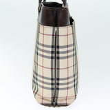 Luxury Burberry Nova Check Hand Bag Polyester Beige Auth yk12722