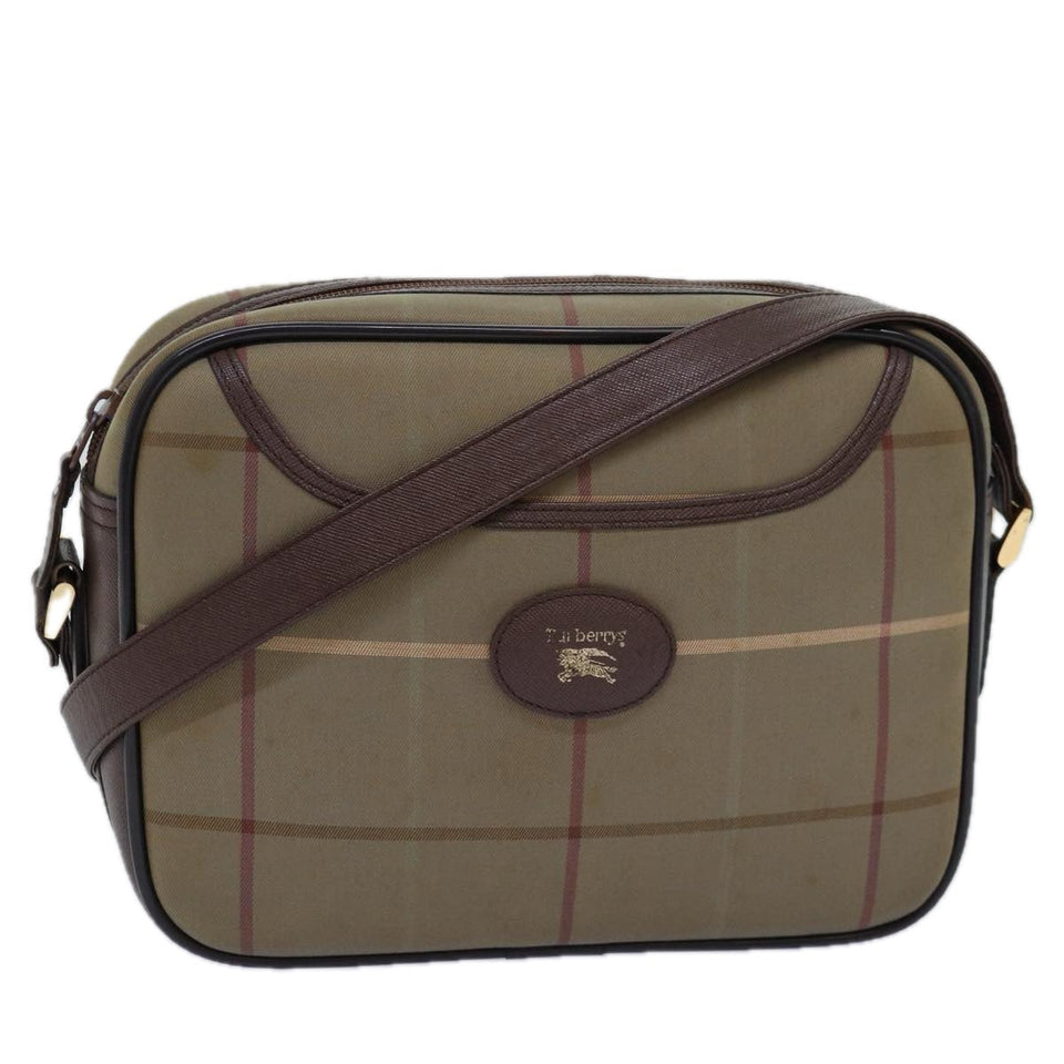 Luxury BurberrySs Nova Check Shoulder Bag Canvas Beige Auth yk12733