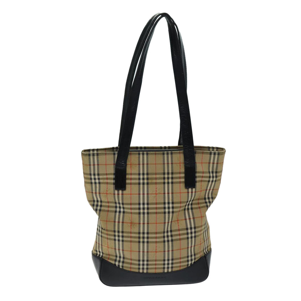 Luxury Burberry Nova Check Tote Bag Canvas Beige Auth yk12758