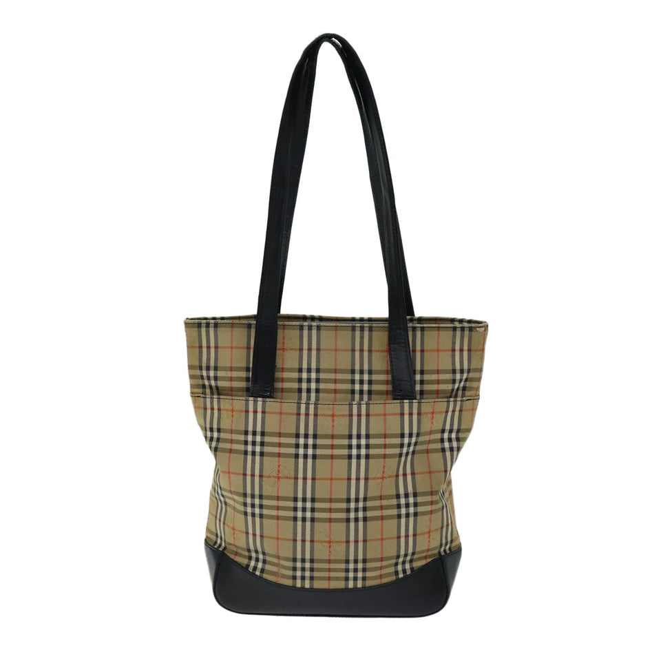 Luxury Burberry Nova Check Tote Bag Canvas Beige Auth yk12758