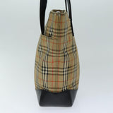 Luxury Burberry Nova Check Tote Bag Canvas Beige Auth yk12758