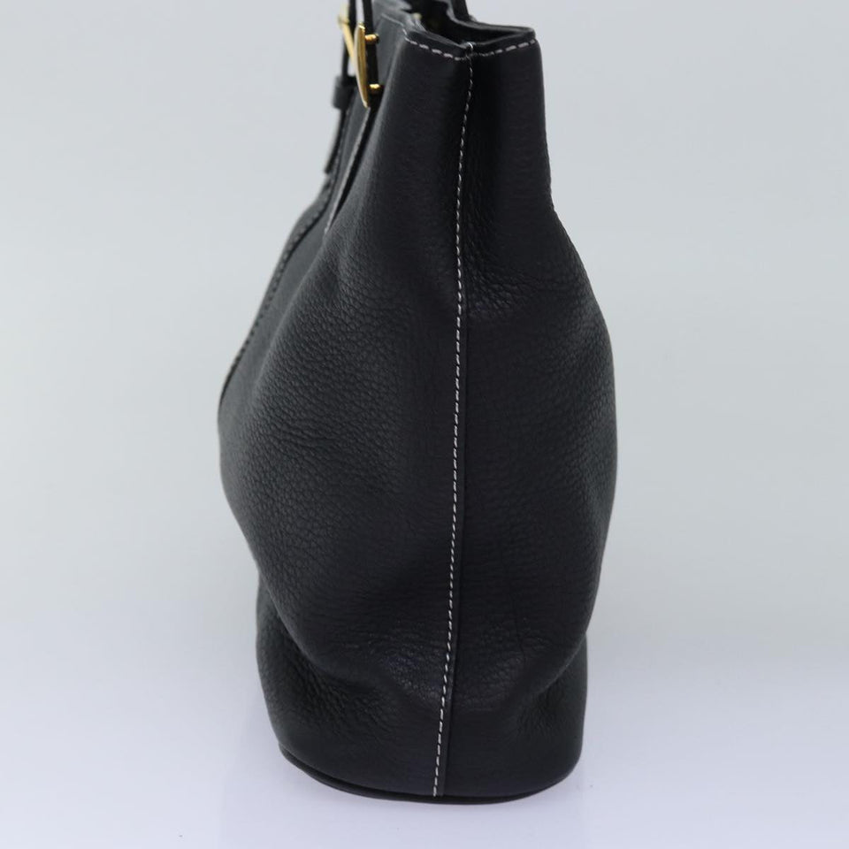 Luxury BurberrySs Hand Bag Leather Black Auth yk12762