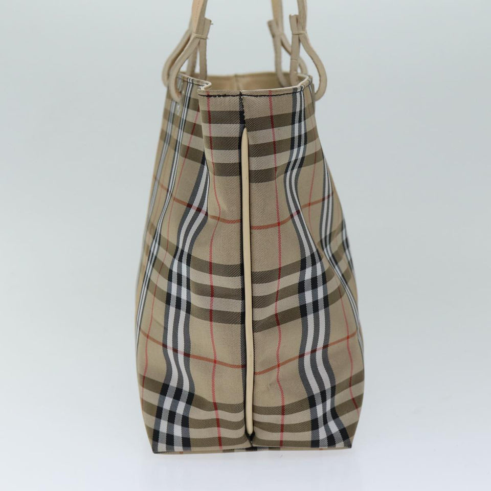 Luxury Burberry Nova Check Hand Bag Nylon Beige Auth yk12778