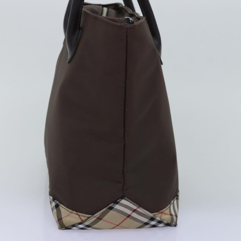 Luxury BurberrySs Nova Check Blue Label Tote Bag Nylon Beige Brown Auth yk12782