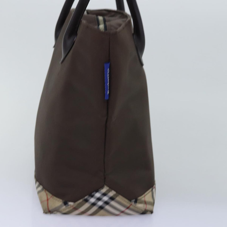 Luxury BurberrySs Nova Check Blue Label Tote Bag Nylon Beige Brown Auth yk12782