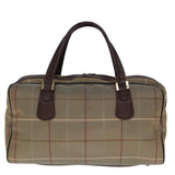 Luxury BurberrySs Nova Check Boston Bag Canvas Beige Auth yk12869