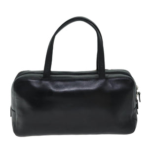 Luxury Burberry Nova Check Hand Bag Leather Canvas Black Beige Auth yk13164