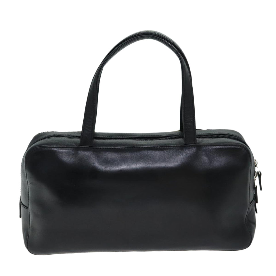 Luxury Burberry Nova Check Hand Bag Leather Canvas Black Beige Auth yk13164