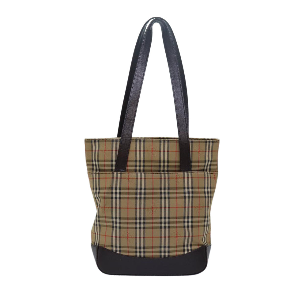 Luxury Burberry Nova Check Tote Bag Canvas Beige Auth yk13193