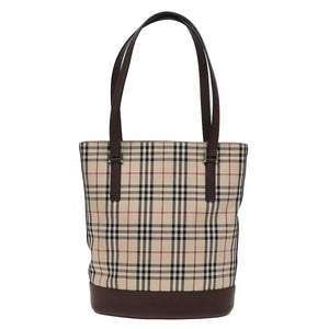 Luxury Burberry Nova Check Tote Bag Canvas Beige Auth yk13282
