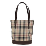 Luxury Burberry Nova Check Tote Bag Canvas Beige Auth yk13282