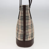 Luxury Burberry Nova Check Tote Bag Canvas Beige Auth yk13282