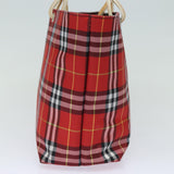 Luxury Burberry Nova Check Hand Bag Nylon Red Auth yk13442