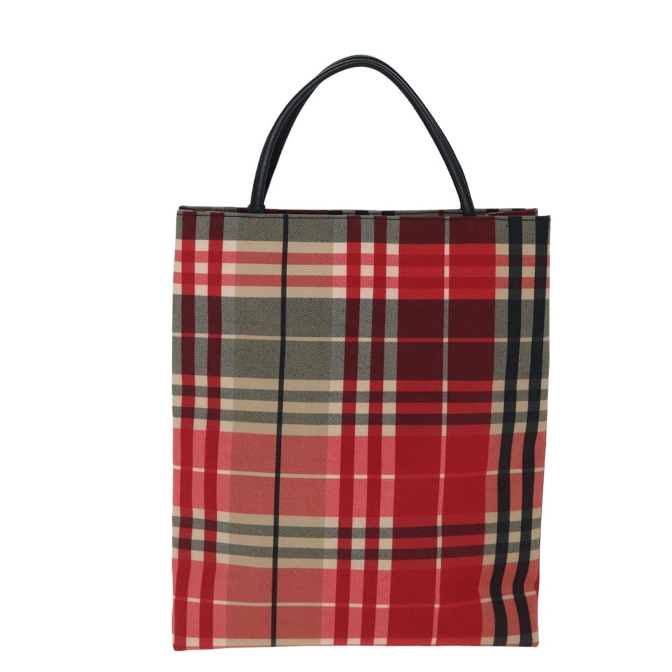 Luxury Burberry Nova Check Hand Bag Canvas Red Auth yk13550