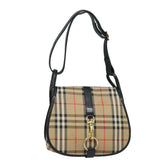 Luxury BurberrySs Nova Check Shoulder Bag Canvas Beige Auth yk13921