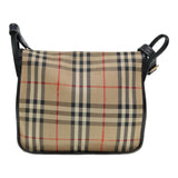 Luxury BurberrySs Nova Check Shoulder Bag Canvas Leather Beige Black gold Auth yk14273