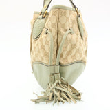 Gucci GG Canvas Fringe Hand Bag Canvas Beige yk3150