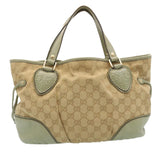 Gucci GG Canvas Tote Bag Fringe Beige Green yk3822